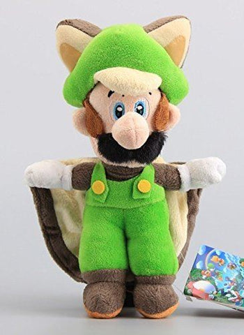 Super Mario Bros Flying Squirrel Luigi 9 Inch Toddler Stuffed Plush Kids Toys
