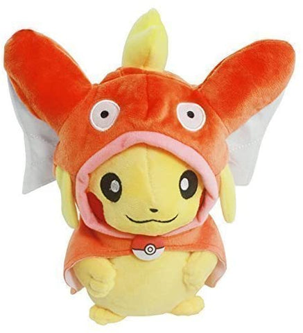 Pokemon  Pikachu with Magikarp Hooded Cape Cosplay Plush Toy Stuffed Animal 8“