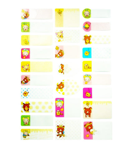 Japanese Fun: Rilakkuma Mini Glossy Personalized Sticker Labels - Approx. 26 per Sheet (Random Pick)
